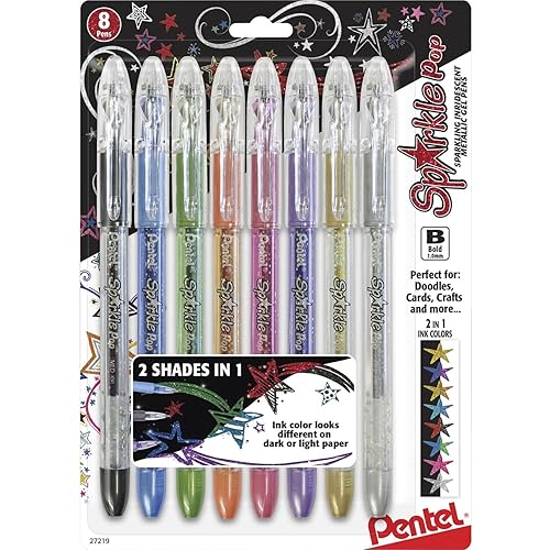 Pentel Sparkle Pop Metallic Gel Pen, (1.0mm) Bold Line, Assorted