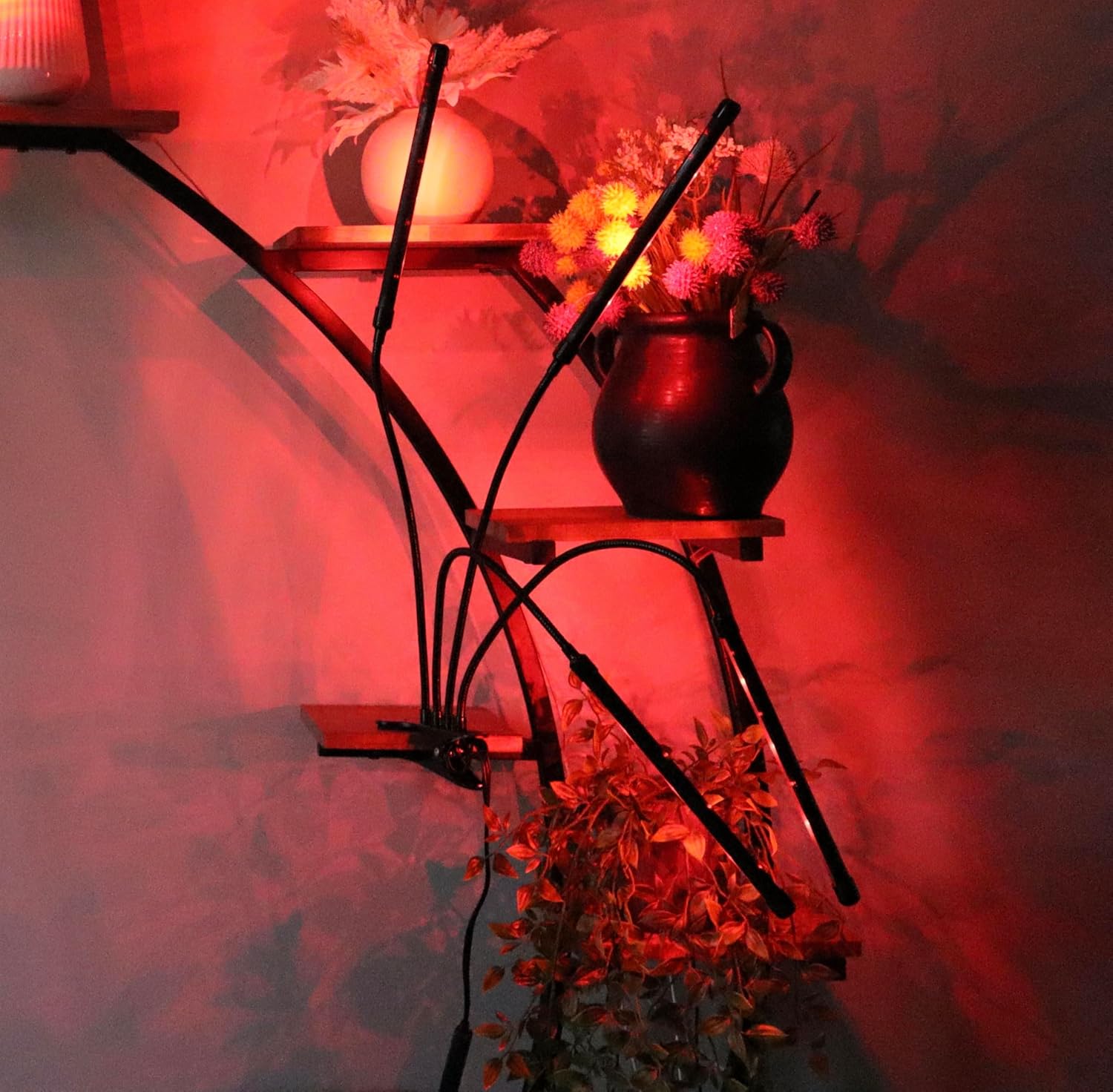 Plant Grow Light - 6000K Full Spectrum with Adjustable Red & White LEDs, 10-Level Dimming, USB Powered Clip-On Lamp for Indoor Plants, Timer Function (4 Head)