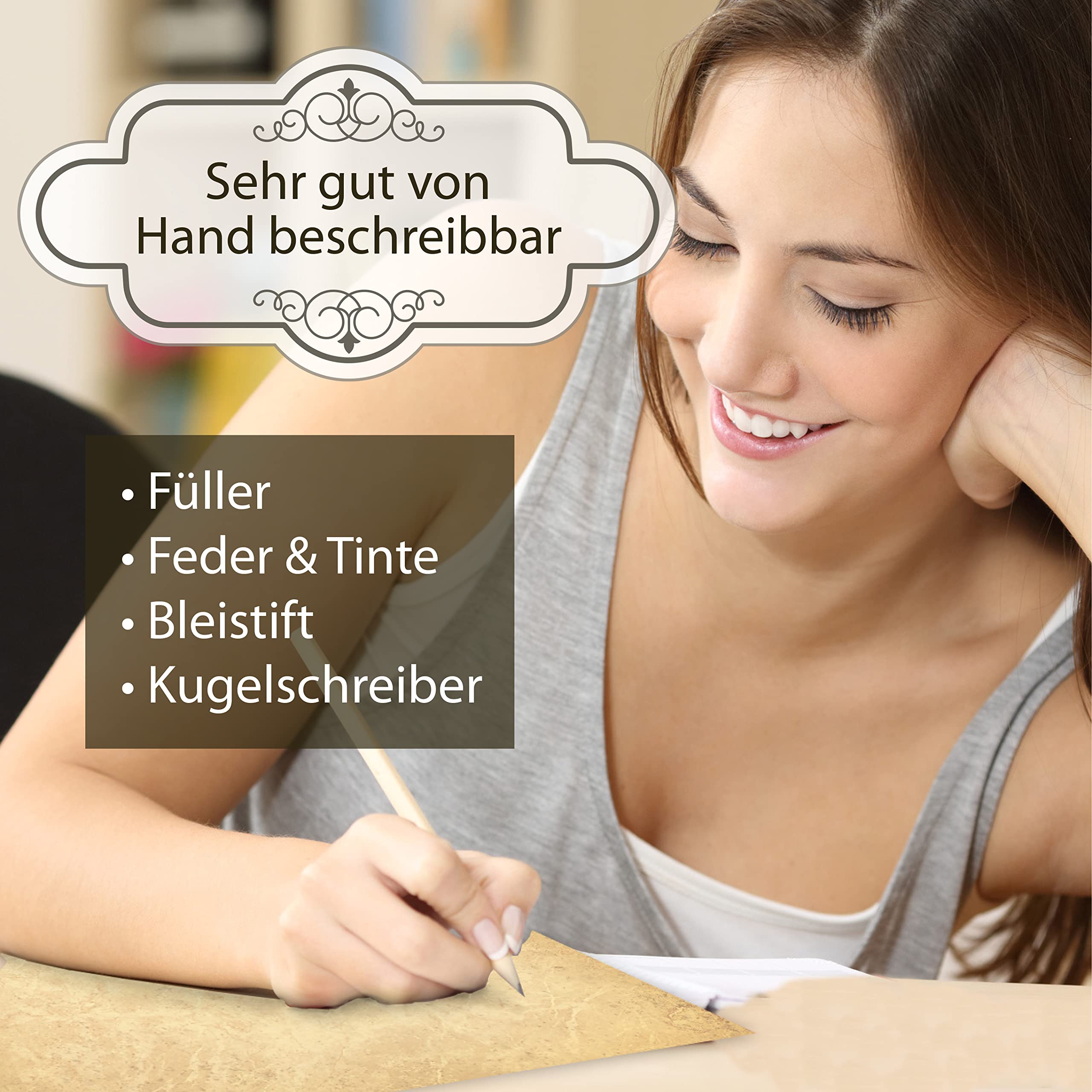 Travertin Briefpapier A4 500 Blatt Marmorpapier beidseitig marmoriertes Papier Natur Stein Optik