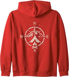 Grunge Compass Mountains Zip Hoodie