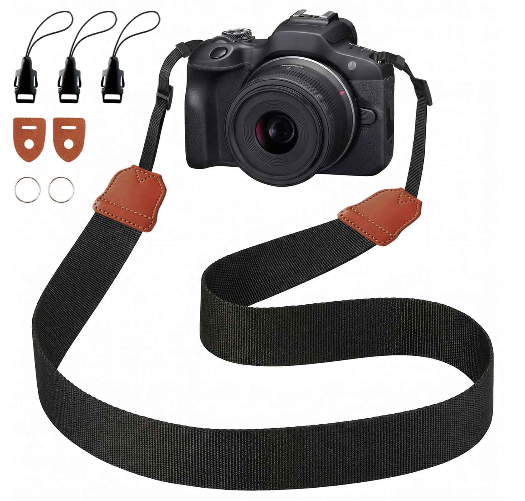 DSLR Camera Neck Strap, Adjustable Woven Soft Camera Shoulder Strap for Canon G7X SX740 EOS R5 R6 5D Mark IV 6D SL3 SL2 T8i T7 T7i 90D 80D Sony ZV-E10 A7C A6600 A7 IV III A7S Nikon Z30 Z50(Black)