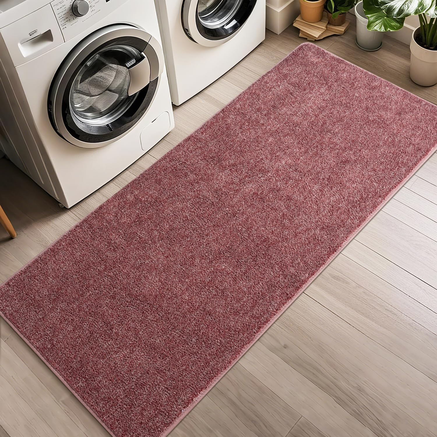 2x6 Runner Rug for Bedroom, Washable Non Slip Entryway Rug for Hallway Kitchen Living Room, Small Area Throw Rugs Memory Foam Indoor Carpet for Teen Kids Nursery Dorm Decor, Red