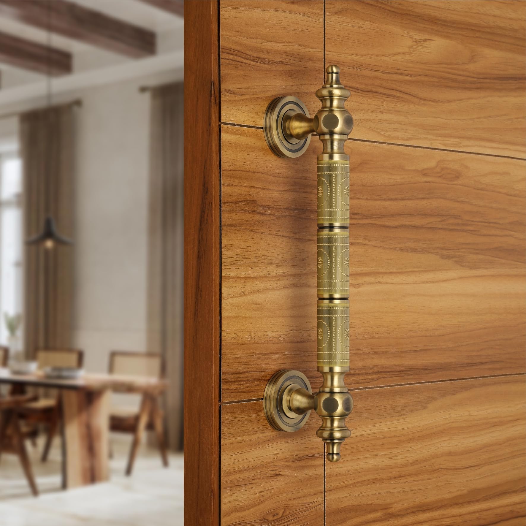 LAPO 12 Inch Full Brass Main Door Handle, Door Handles for Main Door, Pull Handles for All The Doors of House, Office, Hotels-Pack of 1 | Antique Finish | 3 Years Warranty S -08