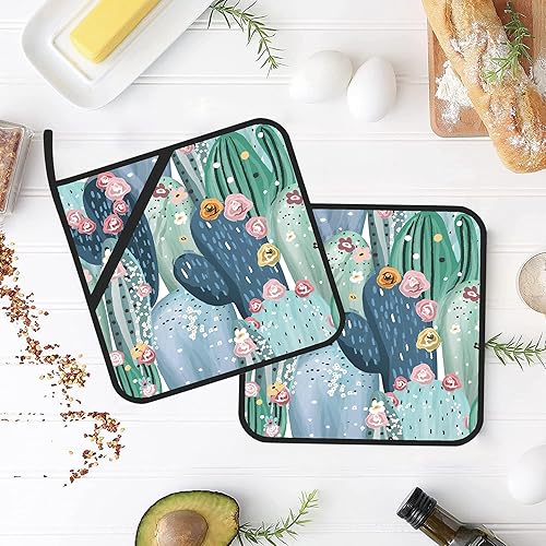 Vista 32 de Juego de 2 soportes para ollas de pintura de acuarela floral abstracta, resistentes al calor, para microondas, horno, horno y barbacoa Pintura