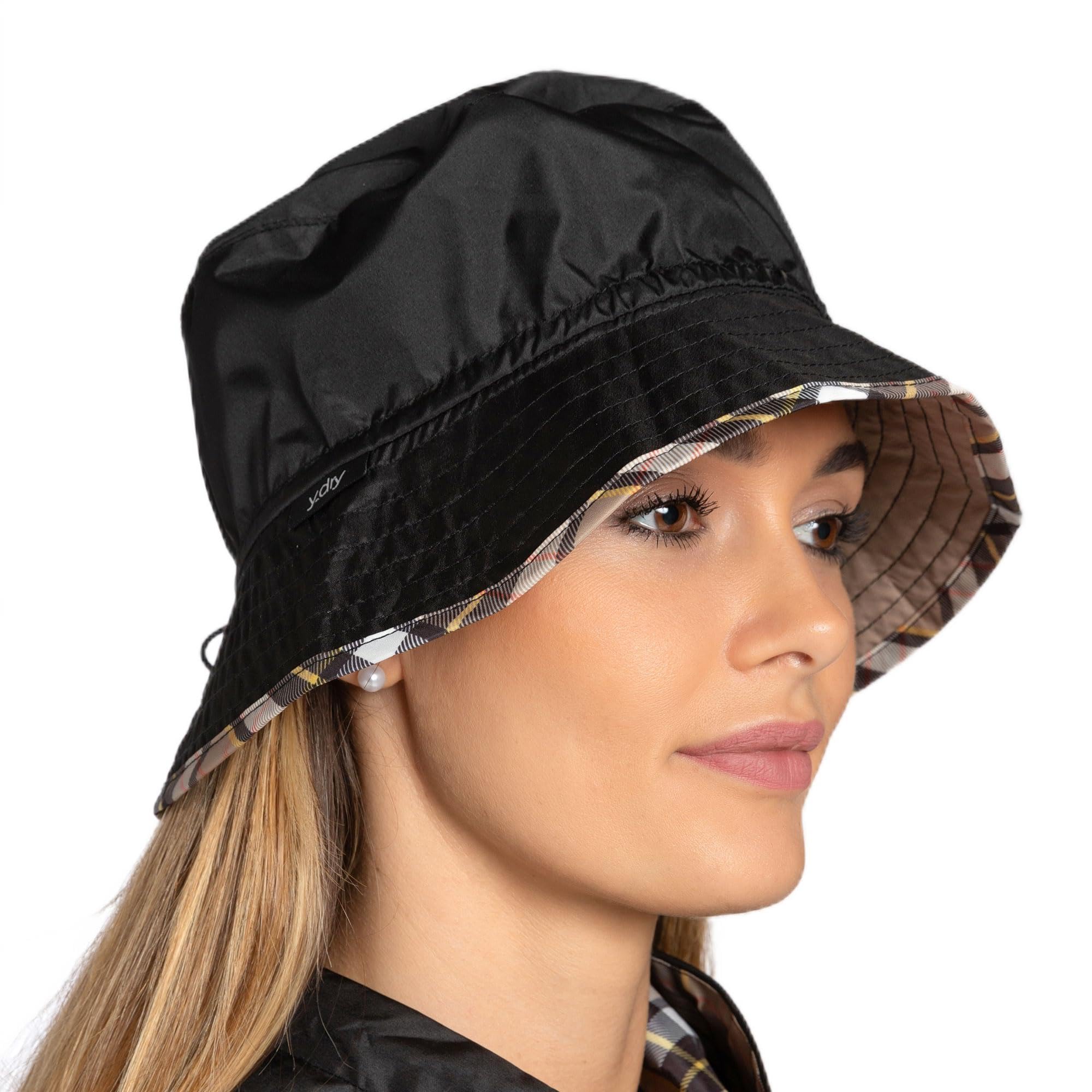 Cappello Reversibile Impermeabile, Ripiegabile con Custodia, Bucket Hat Antipioggia con Coulisse Regolabile, Taglia Unica, Leggero e Compatto