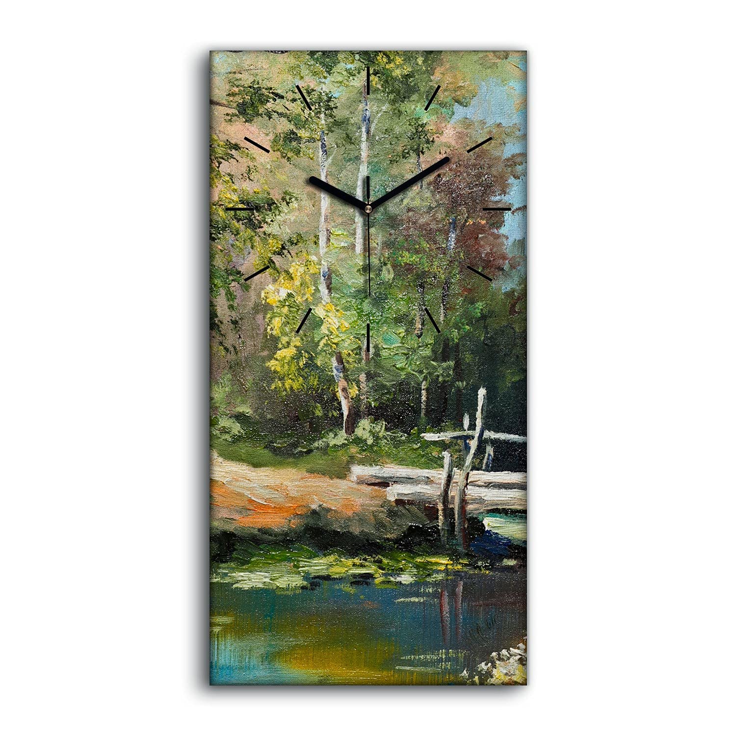 Horloge sur toile salon et chambre motif paysage de lac paisible