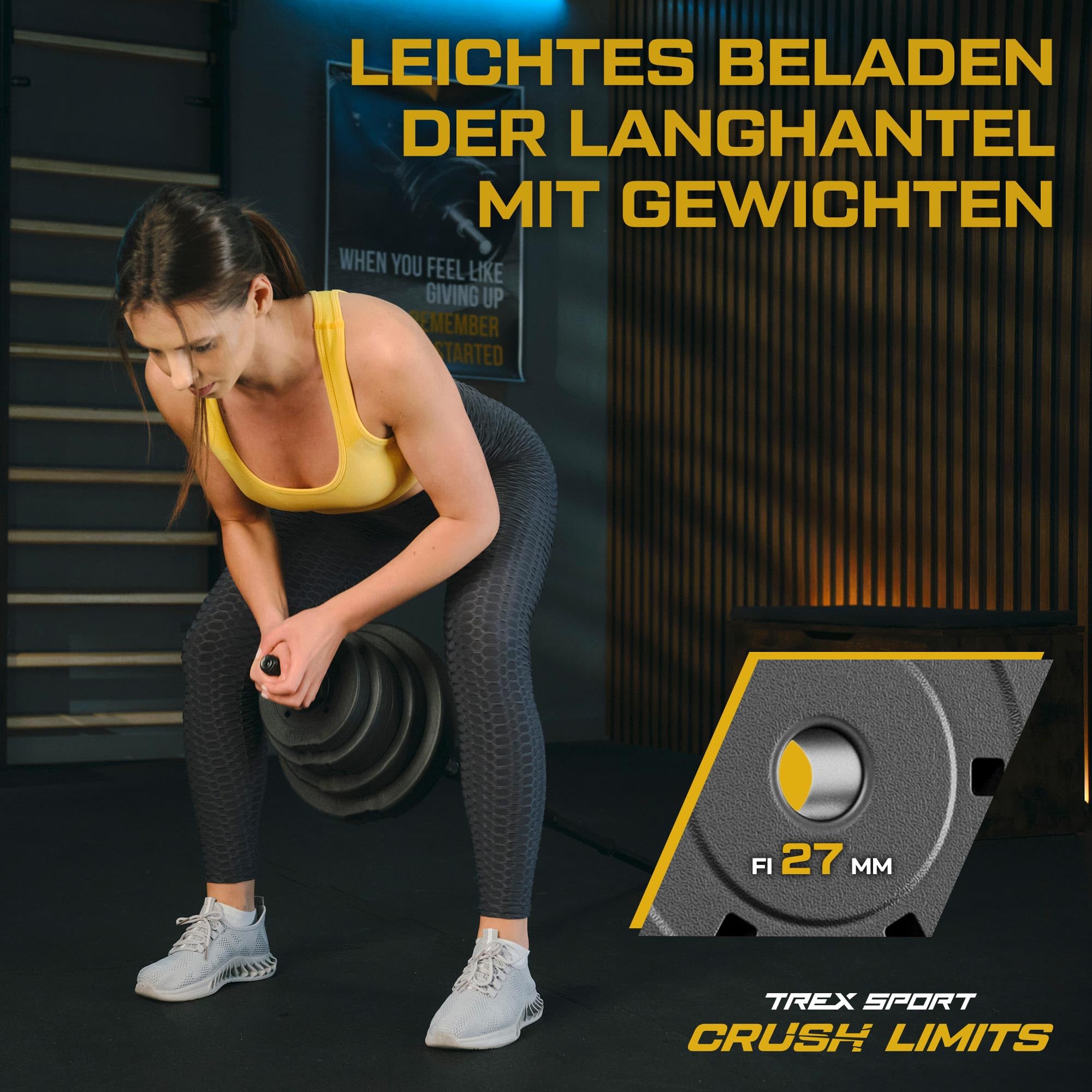TREX SPORT Hantelscheiben Set 20 kg | Kunststoff Gewichte 2x10 kg 27 mm | Abgeschrägte Kante, Sand-Zement-Füllung, für Langhantel, Gewichtsscheiben für Krafttraining und Fitness zuhause