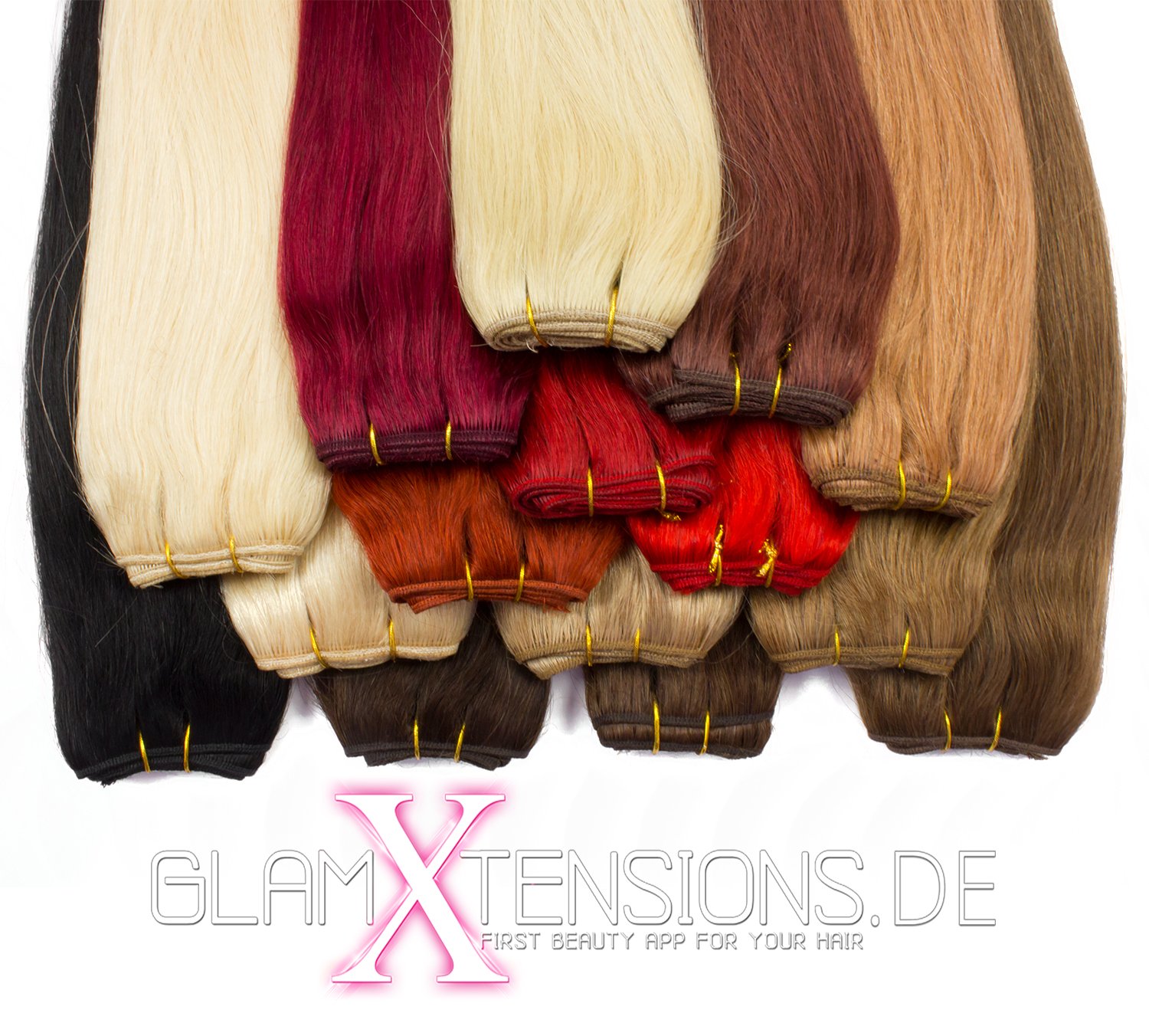 Weft Extensions Echthaar Tresse GlamXtensions glatt 100% Remy indisches Echthaar Human Hair - 45cm in der Farbe #720 Burgunder - Haarverlängerung Haarverdichtung zum Einnähen
