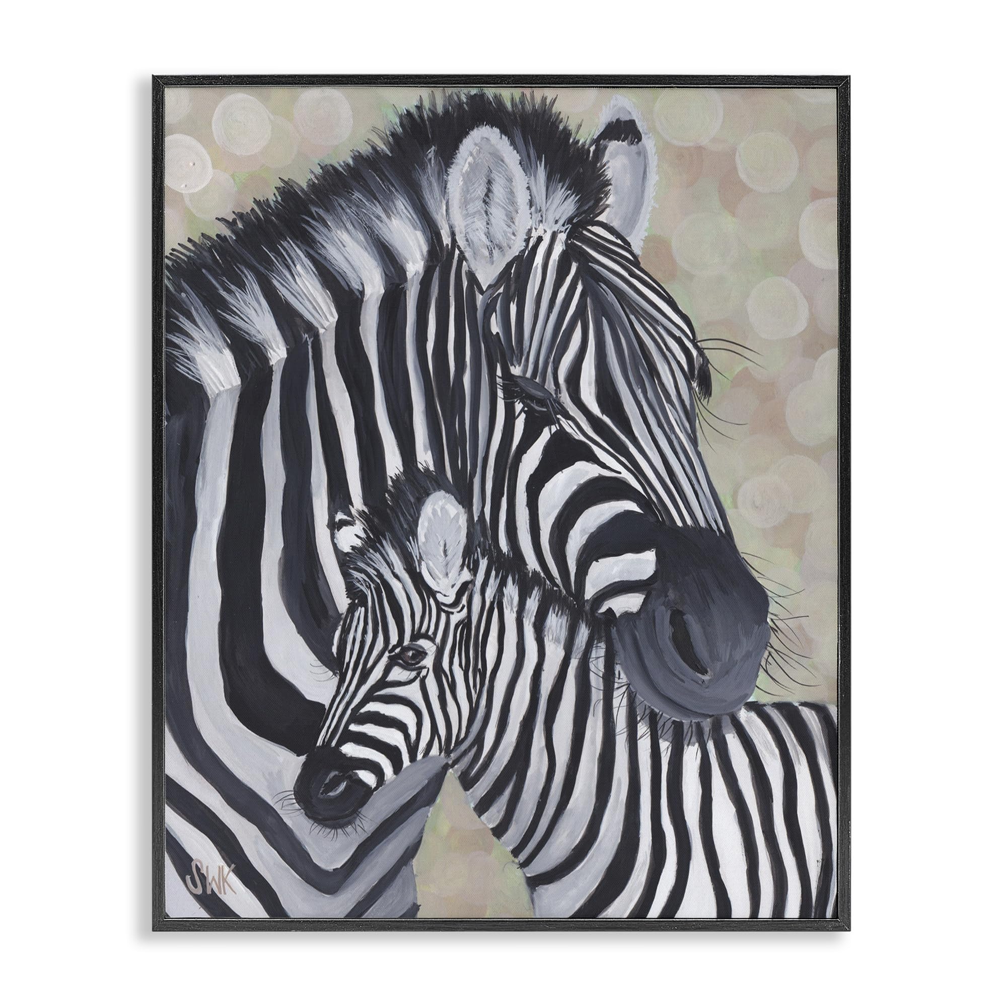 'Mama Zebra & Her Foal'| Framed Giclee Art