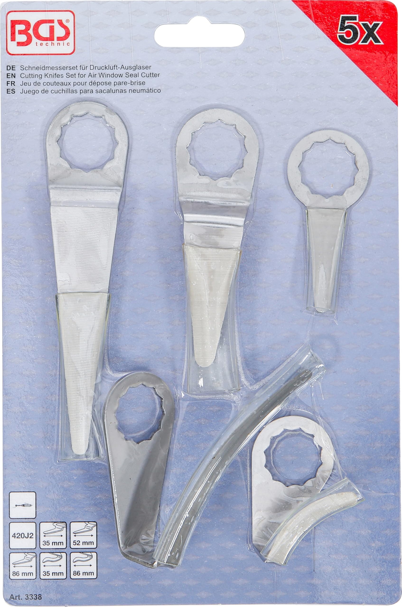 BGS 3338 | Juego de cuchillas para sacalunas neumático | para BGS 3218, 9291 | 5 piezas