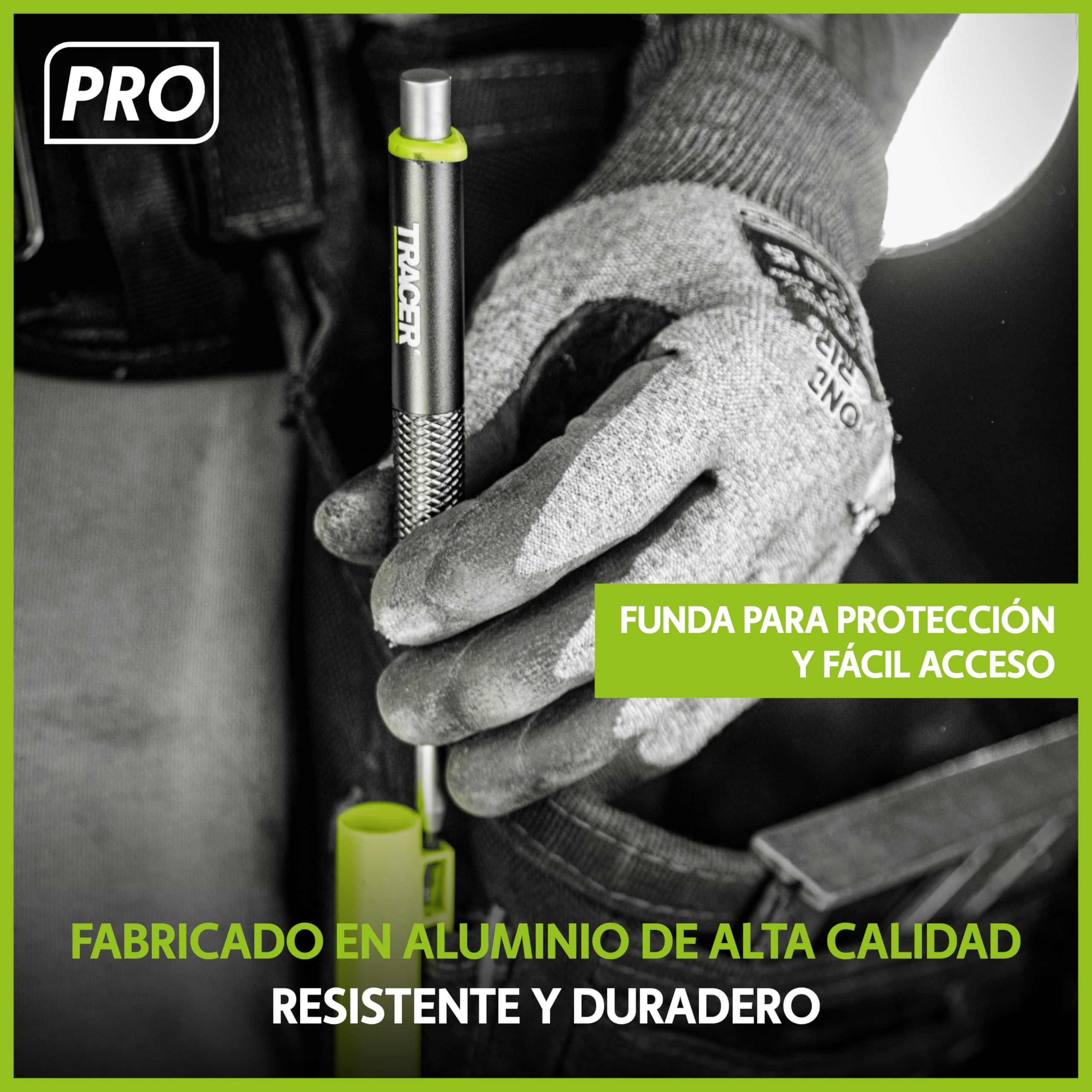 Tracer Pro Series - Kit de marcadores de construcción de 5 piezas con estuche de almacenamiento, lápiz de carpintero de agujero profundo y lápiz de precisión
