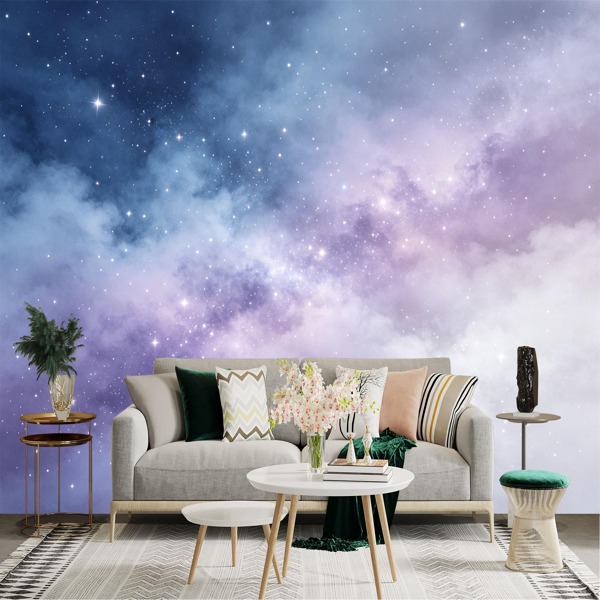 Lnzczhyre Dbh260521074 Custom Size Wall Sticker Mural， Dreamy Galaxy Nebula， Soft Pastel Starry Sky， Ethereal Cosmic Cloud， For Wall Decoration， Peelandstick Wall Decals.