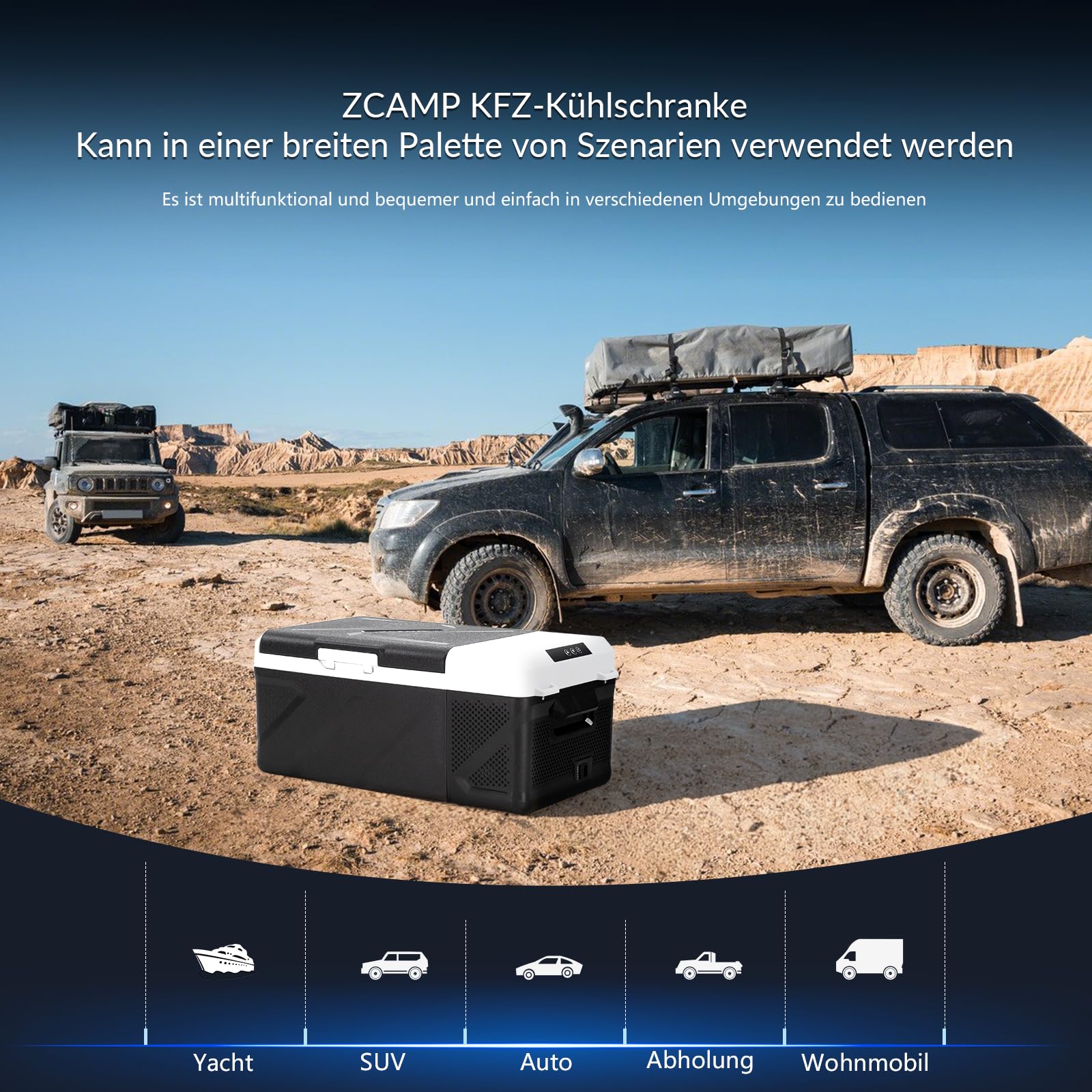 KM15 16L Kompressor Kühlbox Auto Mini Kühlschrank Elektrische Tragbare Camping-Kühlbox Gefrierbox 12/24v für Lkw, Boot, -20℃-20℃