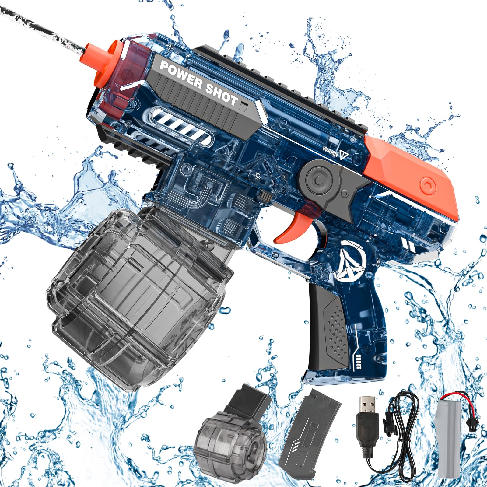 Electric Water Gun Toy for Adults & Kids, Large Capacity Water Pistol, 39 FT Long Range Squirt Gun, Waterproof Summer Water Blaster, Swimming Pool Beach Water Gun Gift for Boys Girls (Blue)