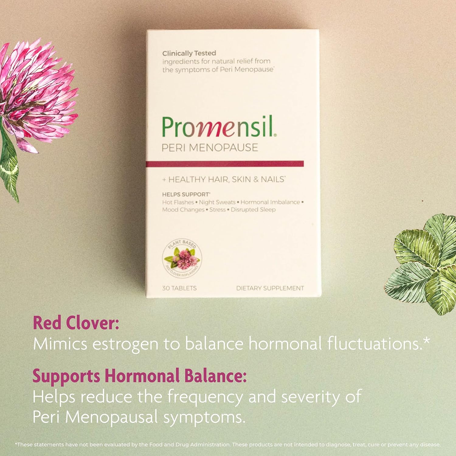 Promensil Perimenopause Supplements for Women- Red Clover Isoflavones Vitamins, Helps Support Hot Flashes, Night Sweats, Restlessness, Contains Biotin & Vitamin D- 30 Tablet Count, Pack of 1 - Image 6