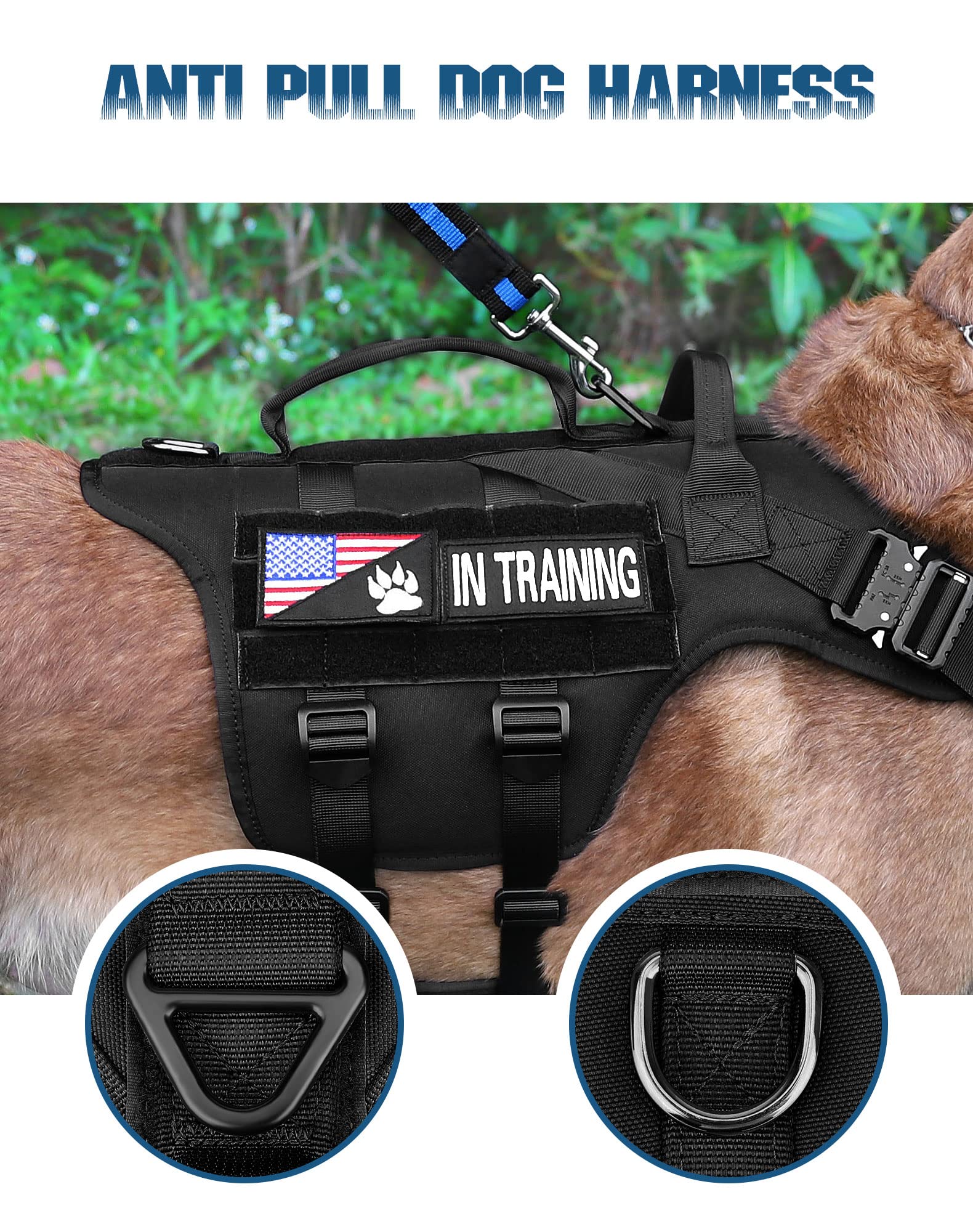 Arnés táctico para perros grandes (negro, XL)
