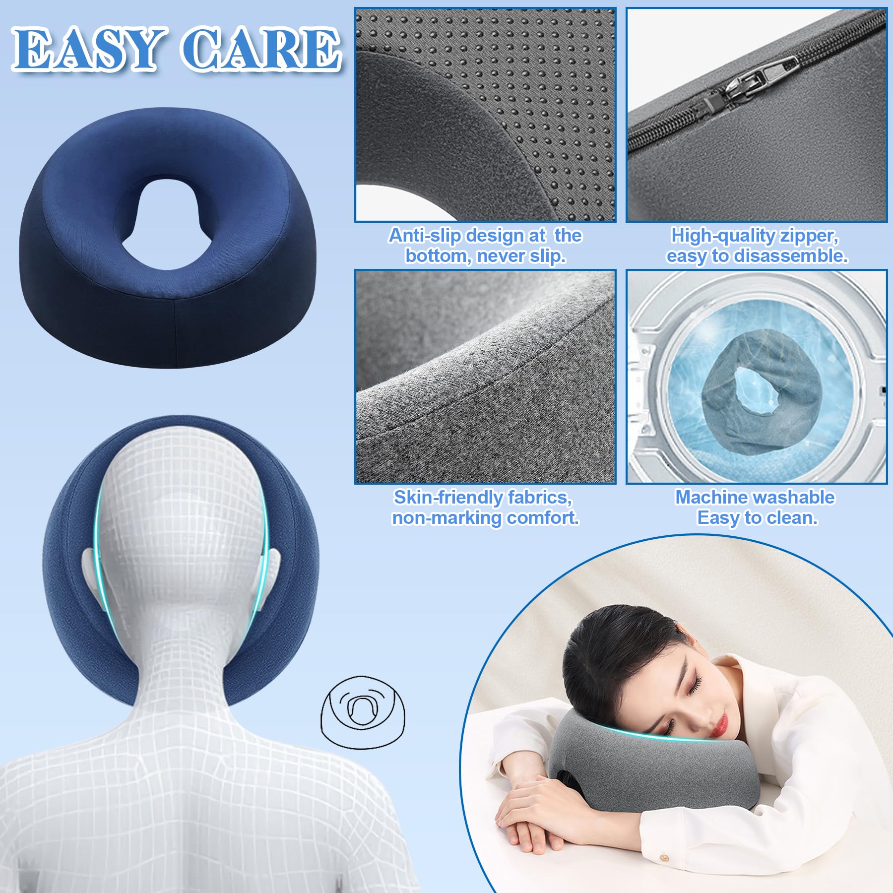 TZEKING Cuscino Per Massaggio Viso,Cuscino Poggiatesta per Lettino da Massaggio,Cuscino a Faccia In Giù,Massaggio a Forma Di U,Cuscino Viso Per Massaggio,Cuscino Per Sonnellini,per spa,scuole e uffici