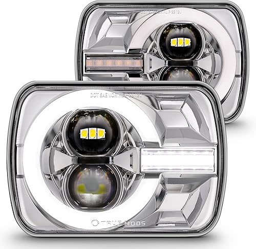 TRUE MODS - Faros delanteros LED H6054 6054 de 5 x 7 y 7 x 6 pulgadas, repuesto de lámpara cromada H4 brillante para Jeep Wrangler YJ Cherokee XJ