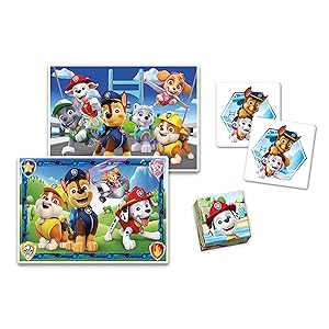 Clementoni - Edukit 4 in 1 Paw Patrol - Educational Game Including A 30 Piece Puzzle, A 48 Piece Puzzle, Memory Game and 6 Cubes of Your Favorite Characters, Toy Children 3 Years Old
