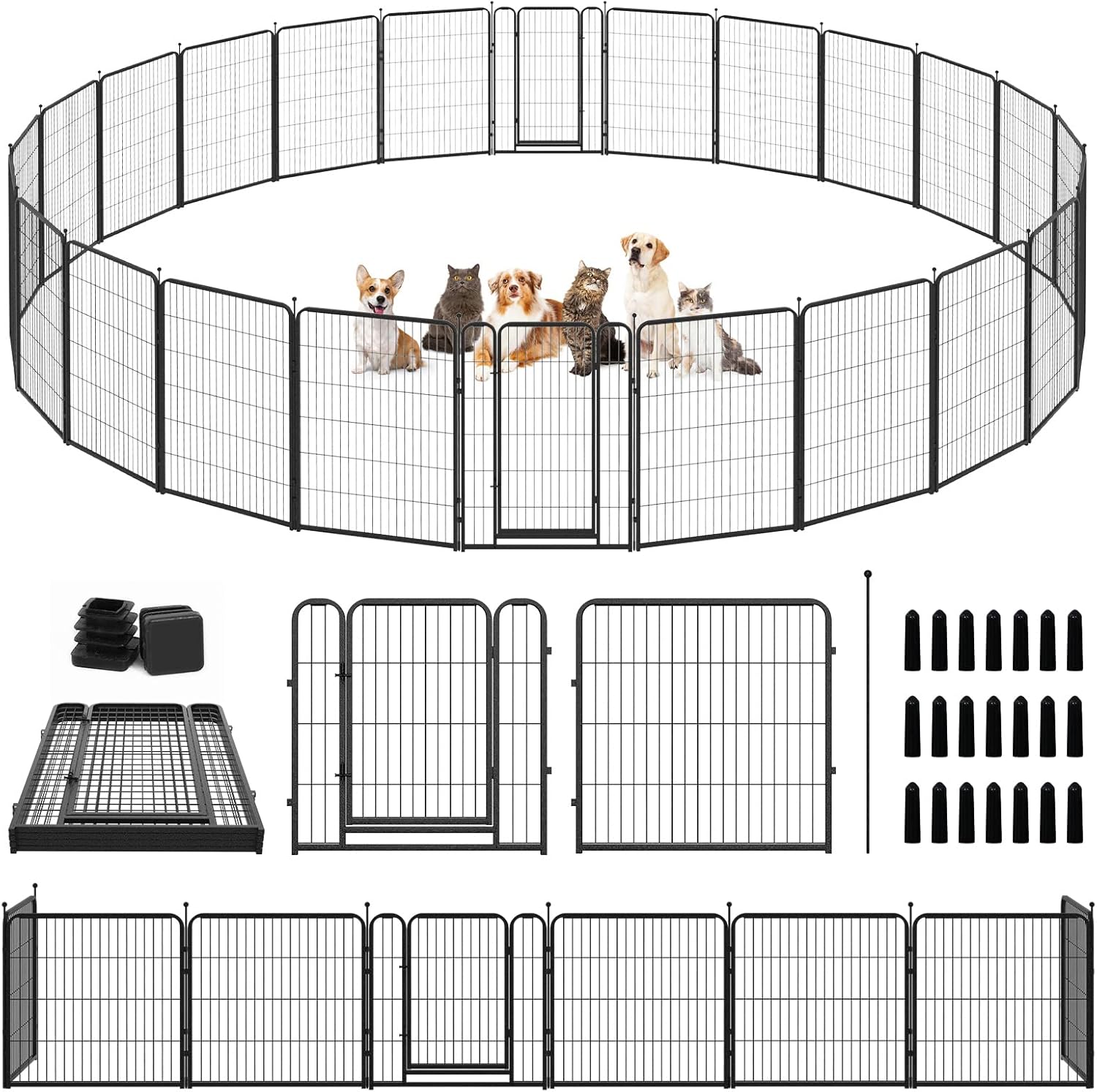 Kfvigoho Dog Playpen Outdoor 24 Panels Heavy Duty Dog Pen 47" Height Puppy Playpen