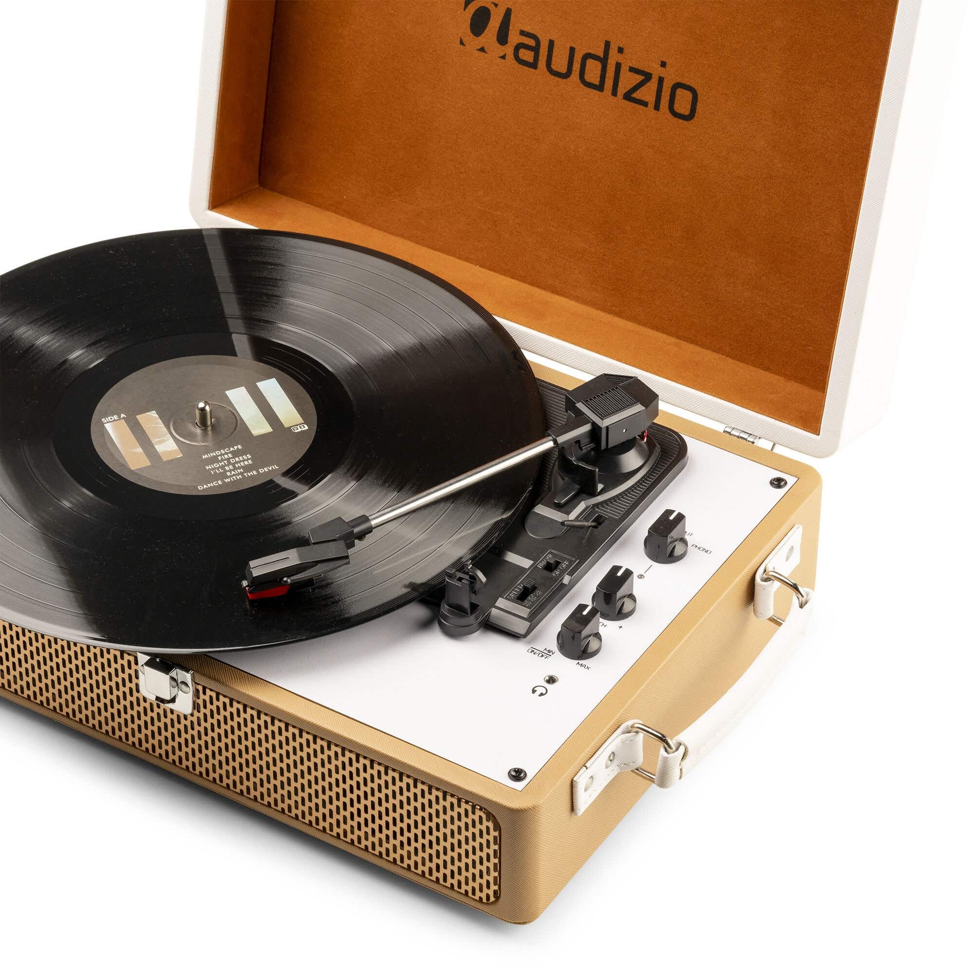 Audizio RP119 - Plattenspieler mit Lautsprecher, Vinyl Bluetooth Speaker Senden und Empfangen, Schallplattenspieler, 3-Speed 33/45/78, Record Player, AUX und RCA/Cinch, Retro Plattenspieler - Bronze