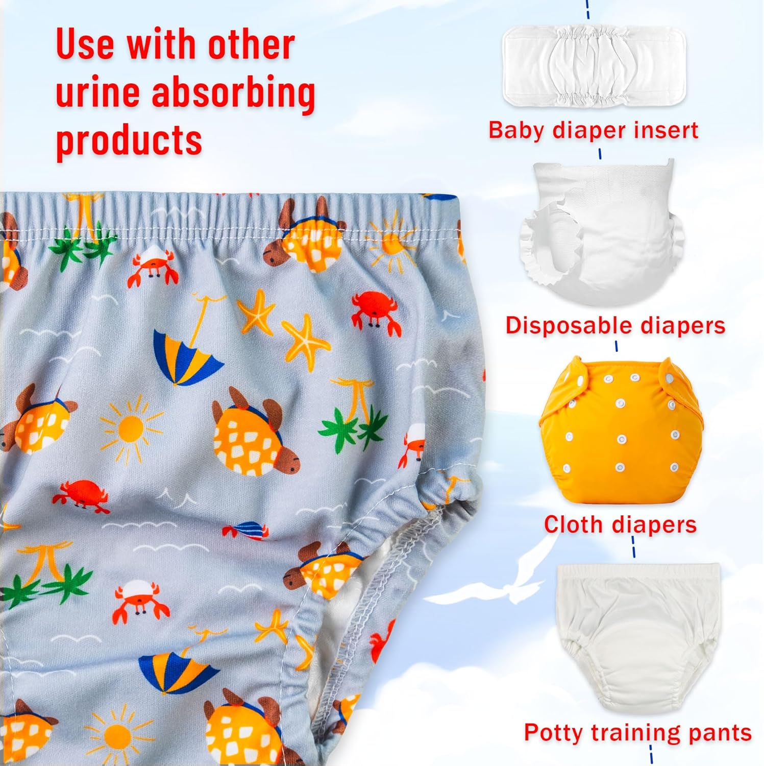 Max Shape Waterproof Rubber Training Underwear for Toddlers,Toddler Plastic Potty Training Underwear Toddler Rubber Swim Diaper Cover - Image 2
