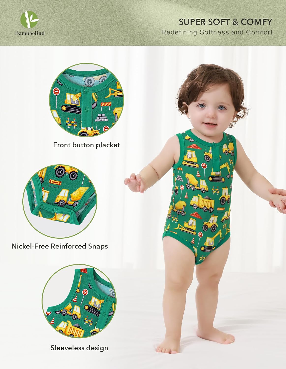 Baby Boy Girls Sleeveless Bodysuits Ultra Soft Tank Pajamas Infant Unisex Sleepwear