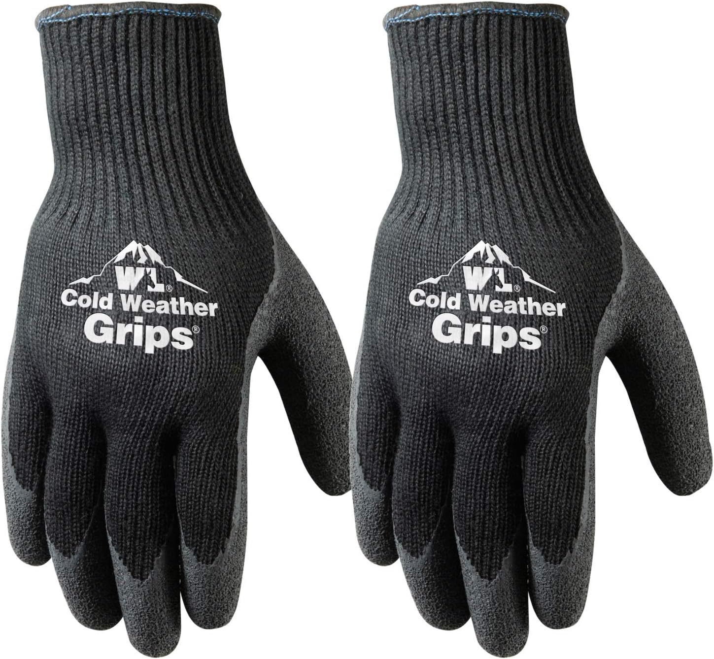 Cold Weather Latex Grip Versatile Winter Work Gloves | Cut & Tear Resistant | 2-Pair Pack, Large (526LN), Black