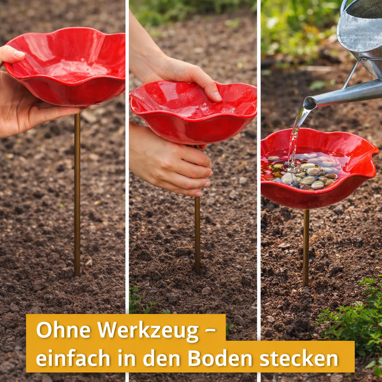 Vogeltränke Blume, Bienentränke Keramik Blume, Handgemachte BienenblütenKeramik – Winterfeste Vogeltränke & Futterstation für Garten,DekorativeKeramik für Bienen & Schmetterlinge (3*Rosa,15cm)