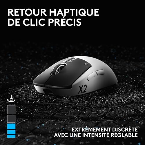 Logitech G Pro X2 SUPERSTRIKE Lightspeed Souris Gaming sans Fil, Ultra Rapide, extrêmement légère (61 g), haptique de clic Personnalisable, Recharge USB-C, pour PC/Mac/Laptop, German packaging - Blanc - 6