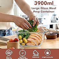 Vista 6 de Razab 17 Cups / 132 Oz / 3900ml Large Glass Food Storage Containers with Lids - Leakproof, BPA-Free Large Meal Prep Container Ideal for Roasting