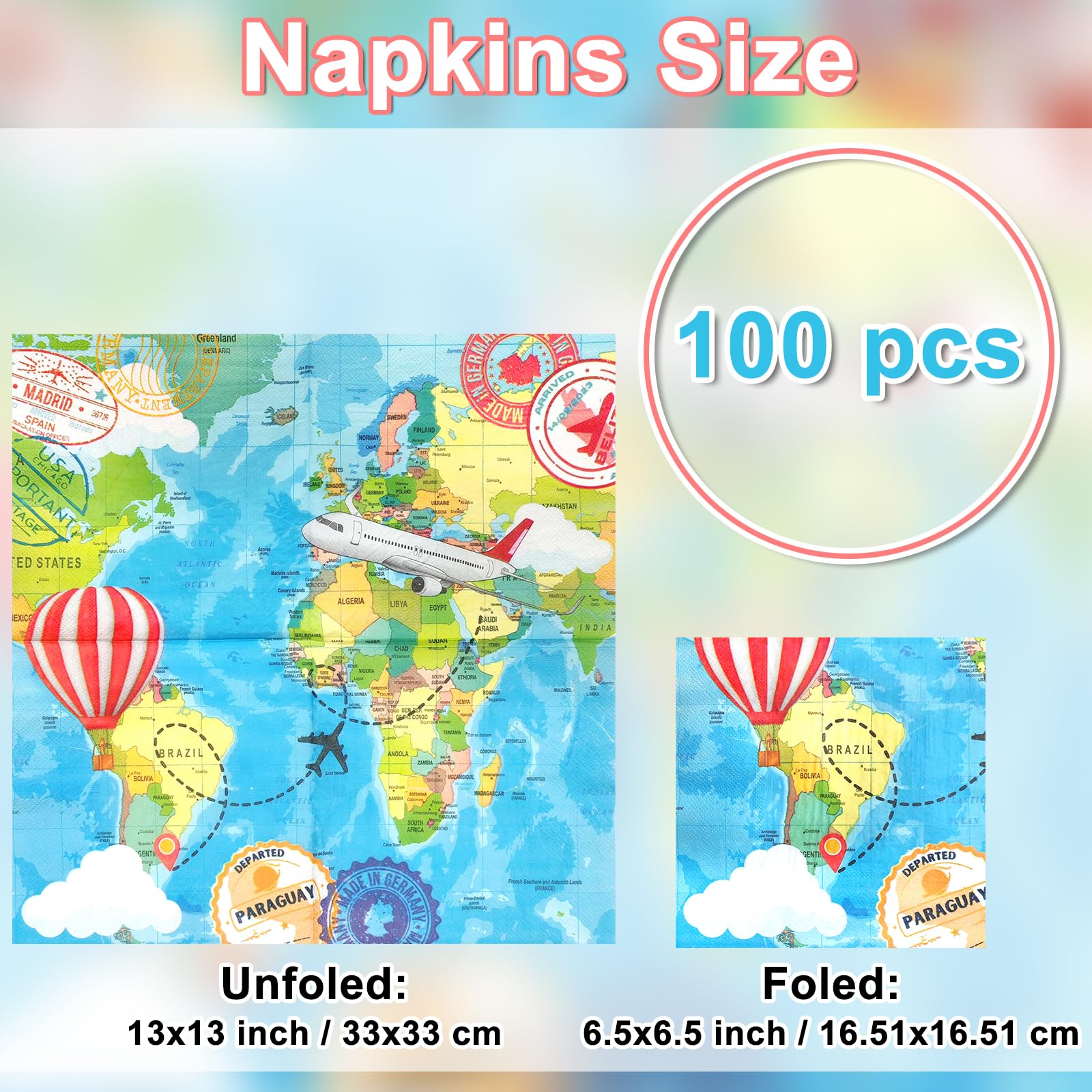 Avezano 100 Pcs Adventure Awaits Napkins 6.5 x 6.5