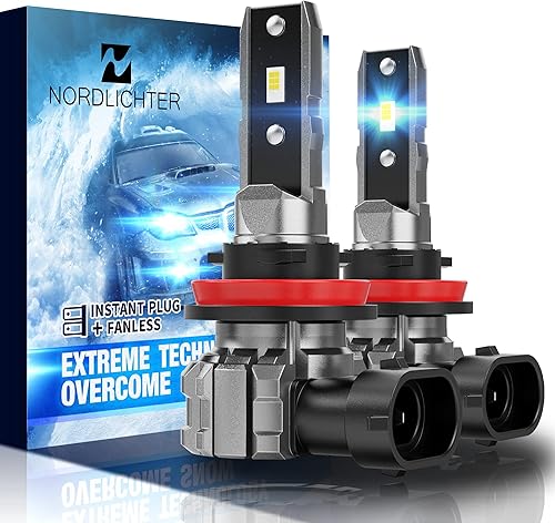 N NORDLICHTER Luz antiniebla H11, bombillas H9 H8 12000LM 60W 6500K xenón blanco sin ventilador inalámbrico halógeno reemplazo para automóvil