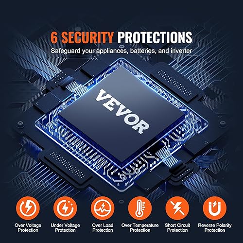Miniatura 15 de VEVOR Inversor de onda sinusoidal pura de 2500 W, inversor de automóvil de 12 V CC a 120 V CA, 3 salidas de CA, puerto USB, pantalla LCD, control