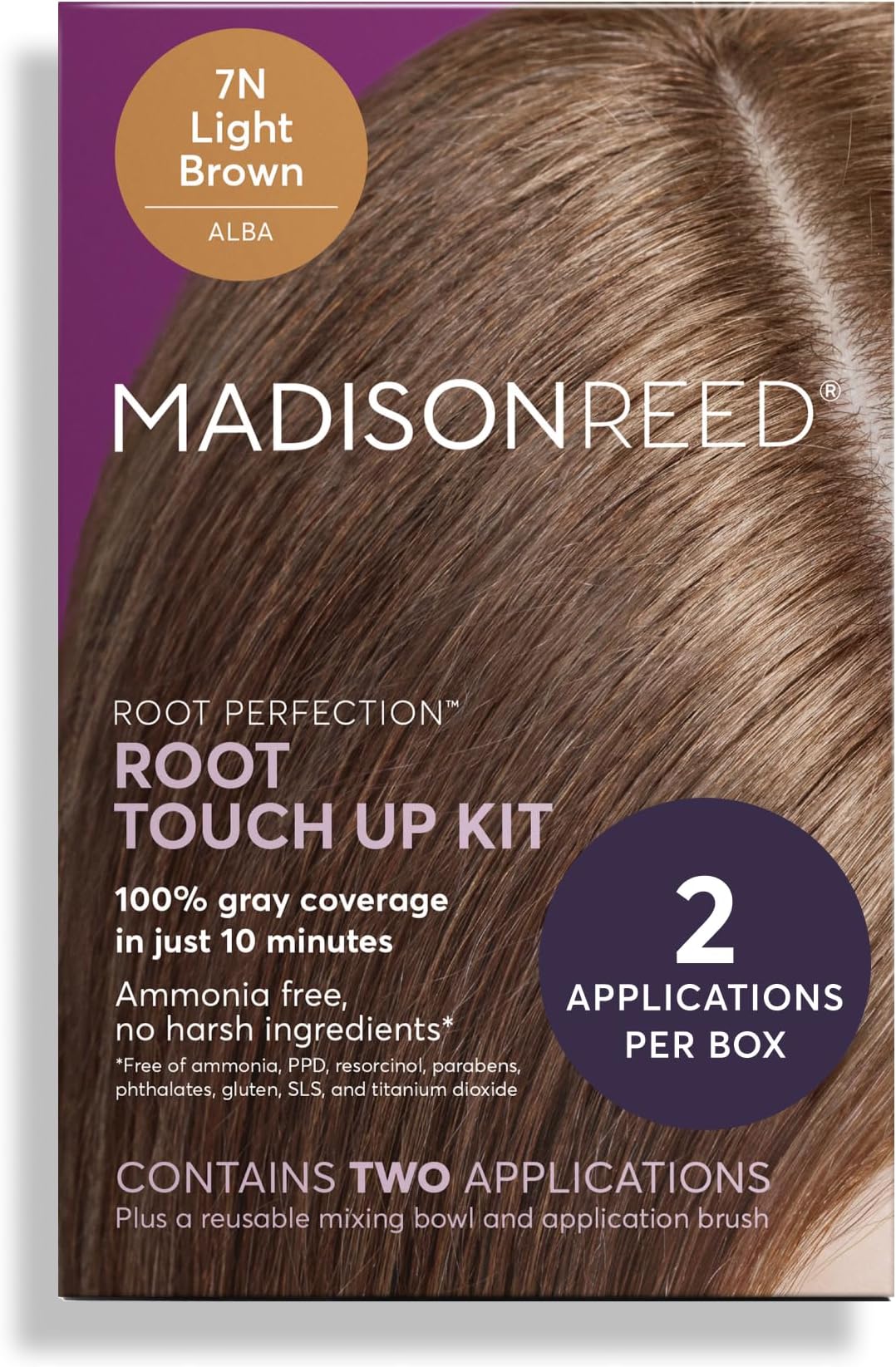 Madison Reed Root Perfection Root Touch Up Kit – 7N Alba Light Brown, 100% Gray Coverage in 10 Min, Ammonia-Free, 2 Applications