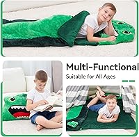 Vista 5 de iPlay, iLearn Saco de dormir de dinosaurio para niños, tapete para siesta de dinosaurios para niños pequeños, saco de dormir de animales de felpa, 2
