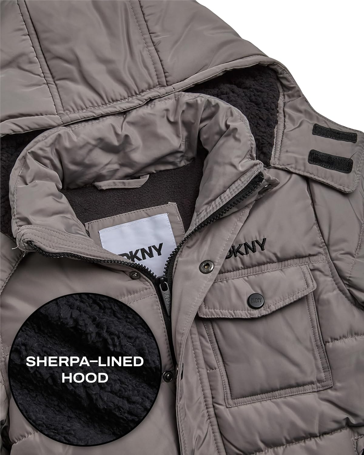 DKNY Boys Puffer Jacket - Wind Water Resistant Polar Fleece Lined Boys Winter Coat - Cozy Kids Jacket with Sherpa Lined Hood - Image 5
