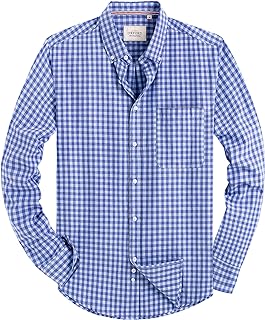 Mens Solid Oxford Shirt Long Sleeve Dress Shirt Work Casual Button Down Shirts with Pocket