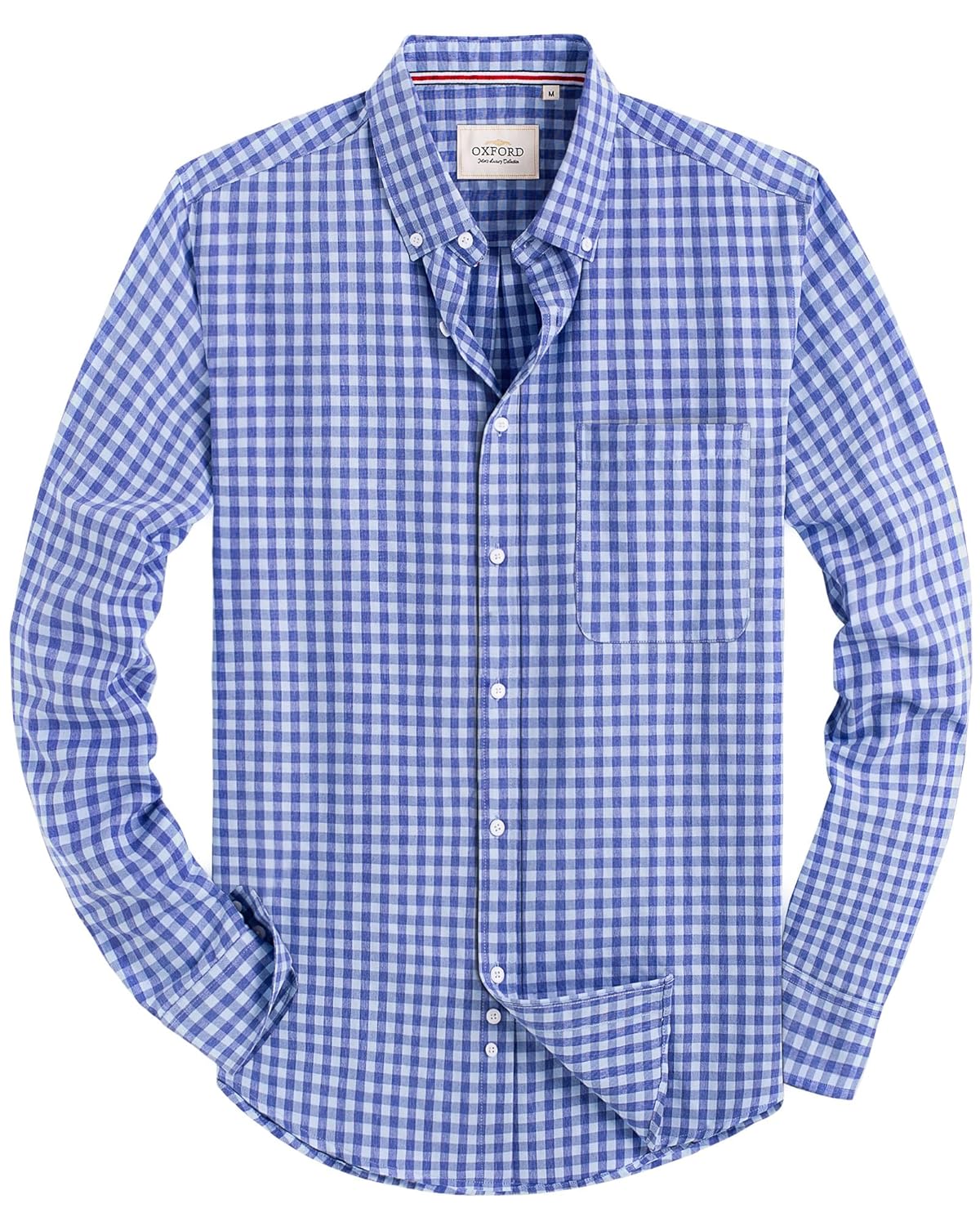 Alimens Gentle Mens Solid Oxford Shirt Long Sleeve Dress Shirt Work Casual Button Down Shirts with Pocket