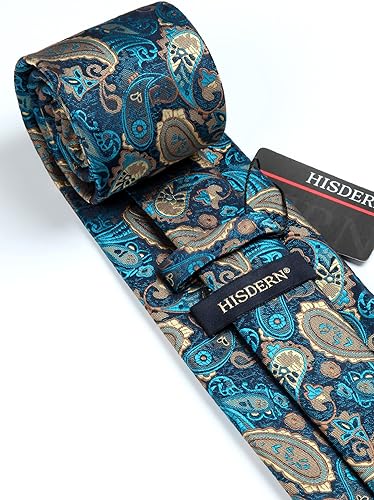 Miniatura 6 de HISDERN Lazos para hombre corbata de cachemira y bolsillo cuadrados tejidos flores clásicas para hombre pañuelo fiesta de boda corbata