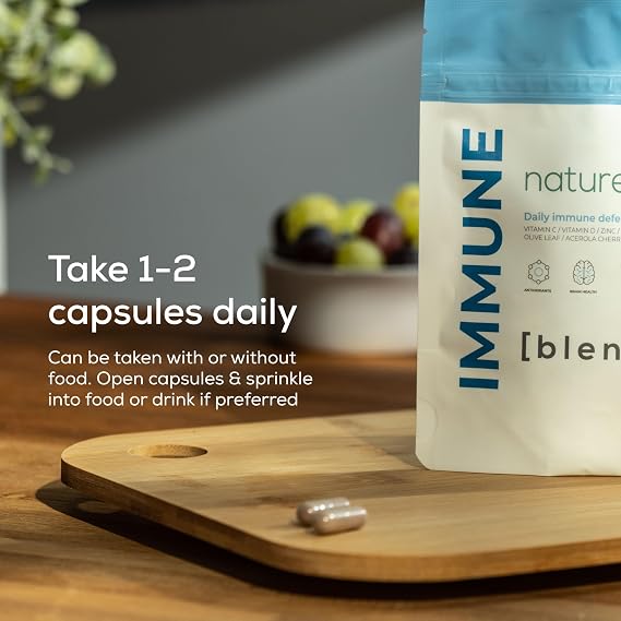 Immune [blend]: Premium Immune System Booster - 60 High Strength 8-in-1 Complex - Loaded with Vitamin C, D, Zinc, Elderberry, Acerola Cherry, Olive Leaf, Black Pepper & MCT - Made in UK