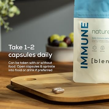 Immune [blend]: Premium Immune System Booster - 60 High Strength 8-in-1 Complex - Loaded with Vitamin C, D, Zinc, Elderberry, Acerola Cherry, Olive Leaf, Black Pepper & MCT - Made in UK