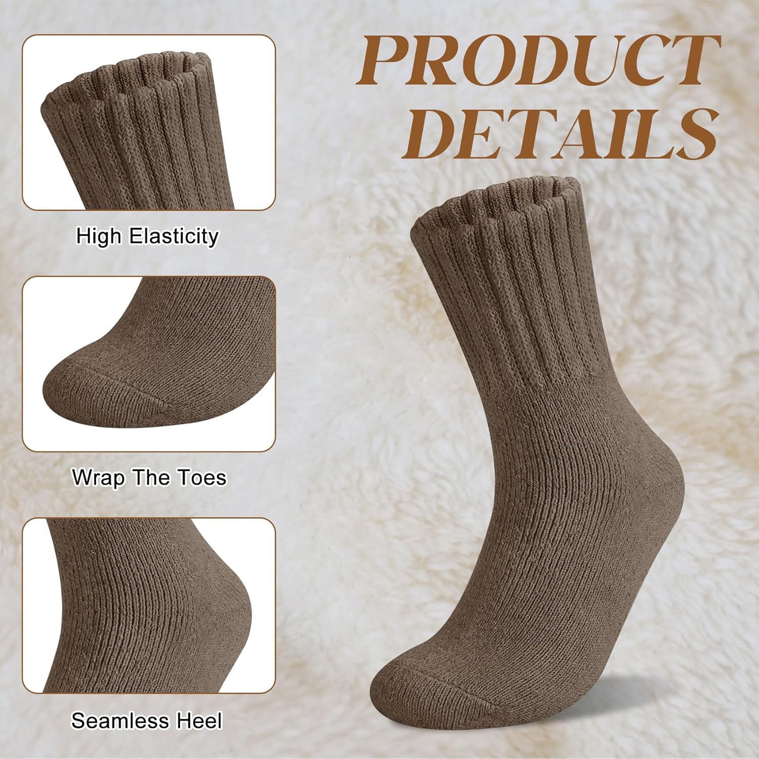 Senker Fashion Boot Socks for Women, Thick Winter Wool Crew Sock Knit Warm Cozy Christmas Stocking Stuffers Gifts - Image 3