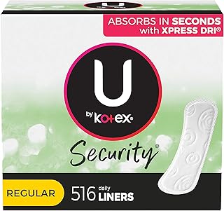 U by Kotex Lightdays Panty Liners, Regular, Unscented, 516 Count (4 Packs of 129) (Packaging May Vary)