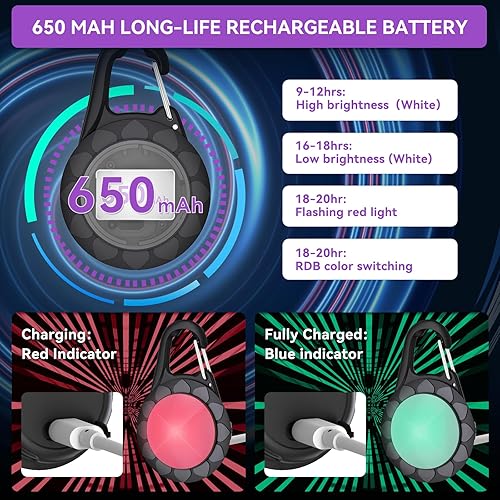 Miniatura 3 de Luces de perro con 5 modos para caminar por la noche, luces recargables para collar de perro con clip para caminar por la noche, luz impermeable