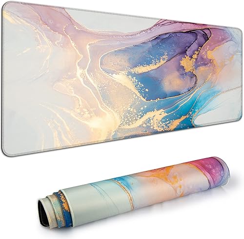 Vista 64 de Alfombrilla de escritorio, alfombrilla grande para mouse de 35 x 15.6 pulgadas, XXL extendida para juegos, con base antideslizante, alfombrilla