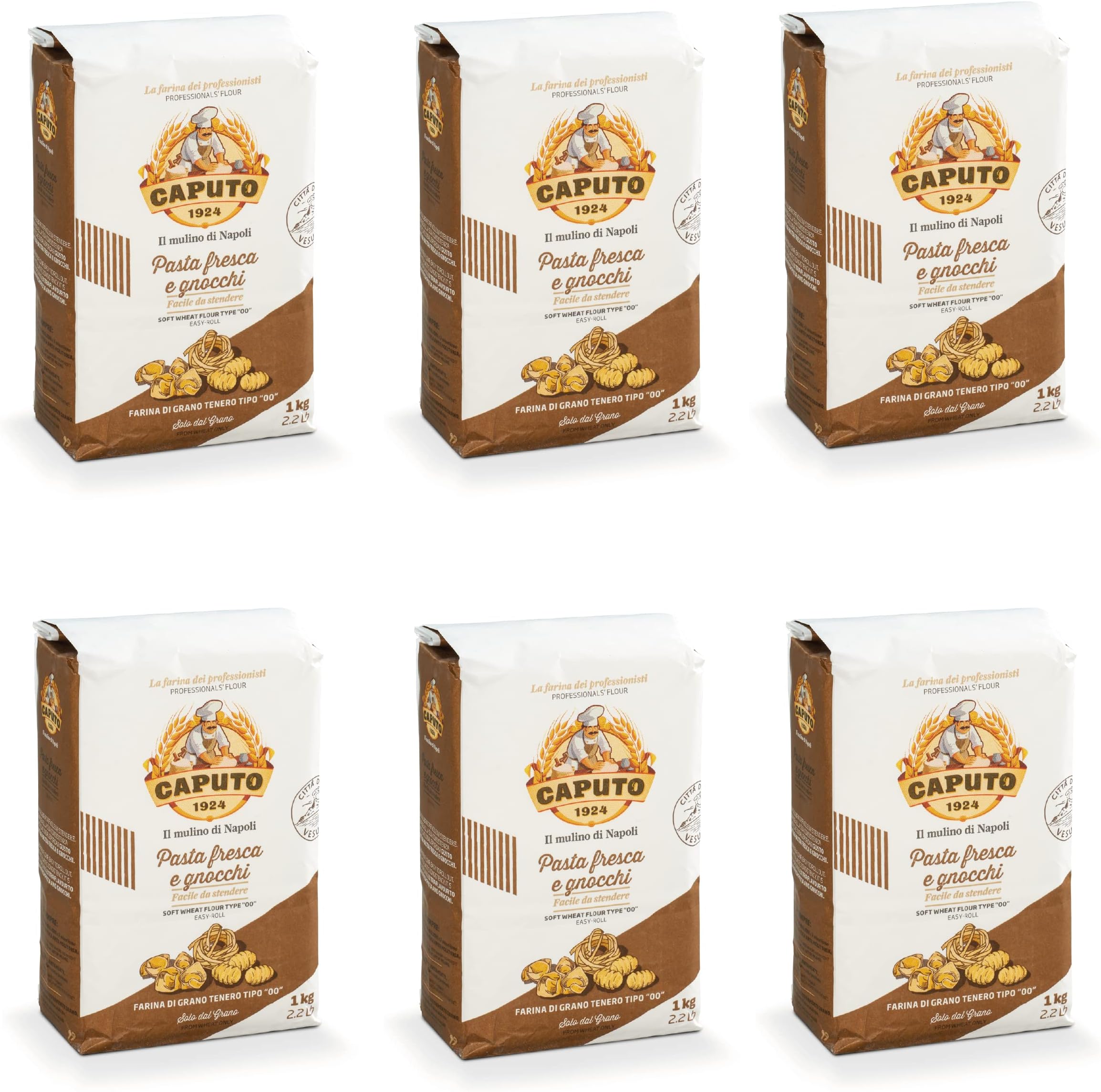 6X Farina Molino Caputo Pasta Fresca e Gnocchi Napoli Flour "00" 1kg