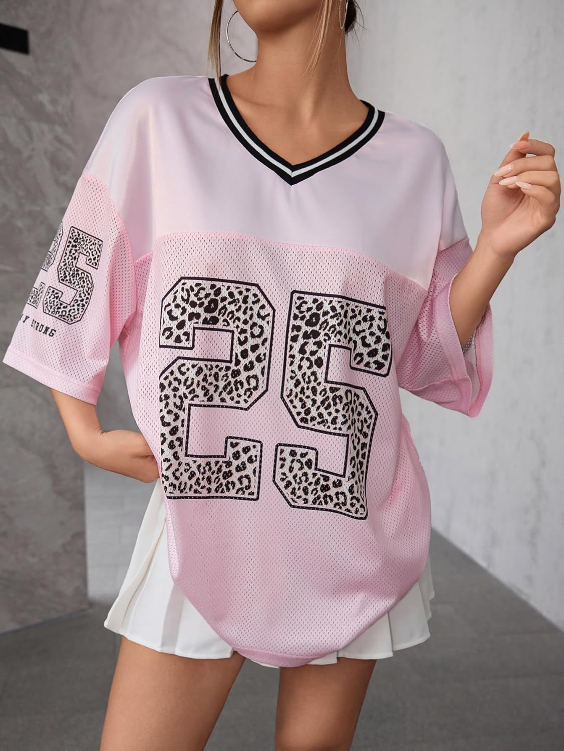 SOLY HUX Jersey Shirts for Women Y2k Graphic Number Oversized Tees V Neck Half Sleeve Cute Soccer Streetwear T Shirt Tops - Image 4