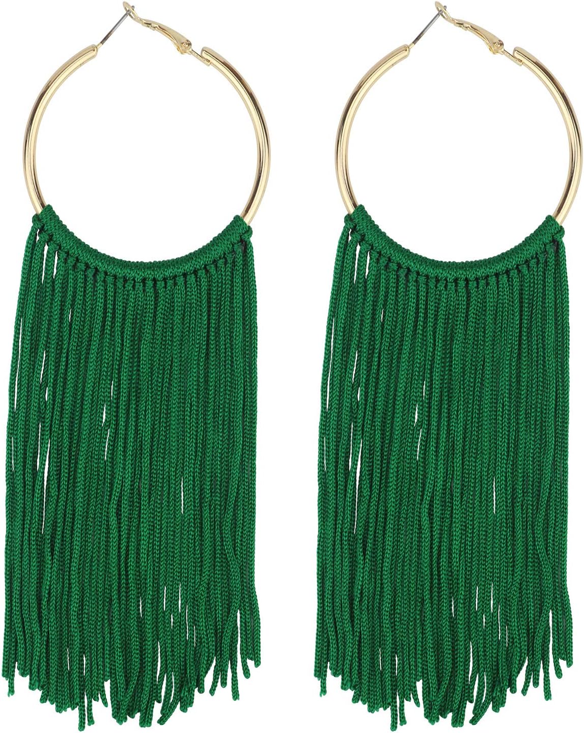 Coiris Boho Tassel Earrings for Women Bohemian Hoop Drop Tassels Western Earrings Dangle Country Earrings Summer Beach Long Tassels Earrings for Women