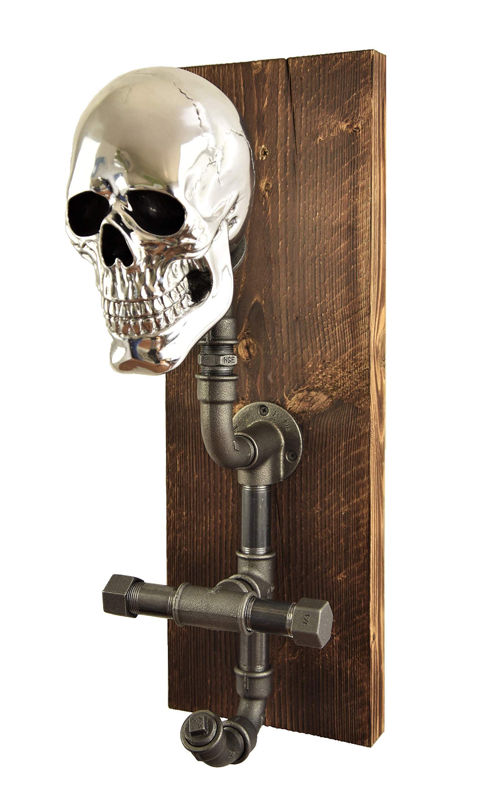 Helmhalter, Motorrad, Biker, Garderobe, Helm Totenkopf, Wand, retro pipes